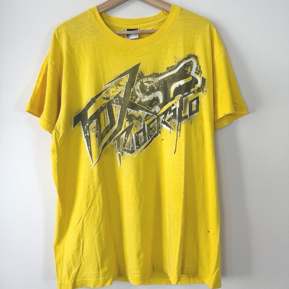 Vintage Fox Riders Co Motorcross Yellow Tee Shirt - Large